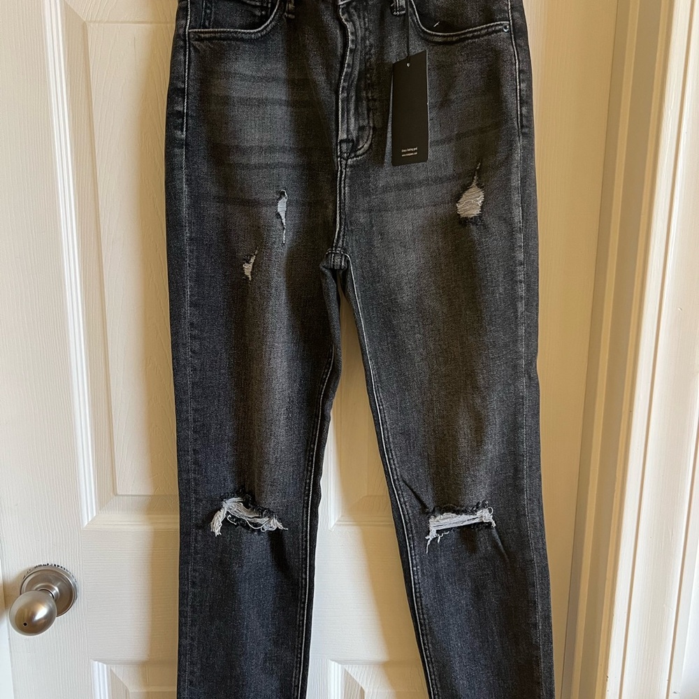 Distressed Black Boyfriend Jeans